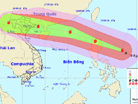 Dự báo thời tiết 14/9: Siêu bão Mangkhut tiếp tục mạnh lên, tiến gần biển Đông